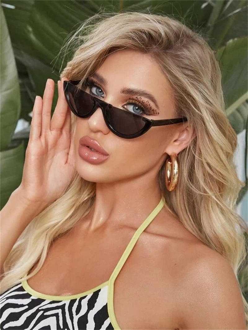 GIFIORE Retro Cat Eye Sunglasses for Women Vintage Half Round Frame Cateye Sun Glasses (Leopard Print Frame Brown Lense) - Image 2